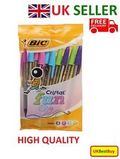 Brand New BIC Cristal Fun Ballpoint Pens Pack of 10 - UK SELLER