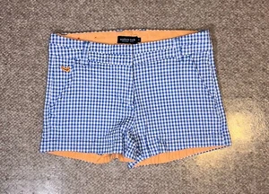 Southern Marsh Women's Gingham Shorts The Brighten Zipper Pockets Size 0 Blue - Picture 1 of 4