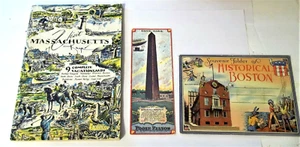VINTAGE Boston Mass Postcard Folder - Massachusetts Vacation Booklet 1950s - Picture 1 of 9