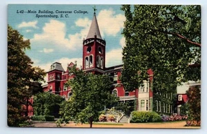 South Carolina SC Spartanburg Converse College Main Building Postcard c.1950 - Picture 1 of 2