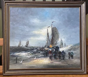 JAN BEVORT (1917-1996) IMPASTO AM STRAND MEER ÖL AUF LEINWAND NIEDERLÄNDISCH/GELISTET - Bild 1 von 8