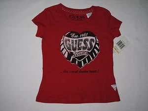 NWT GUESS T shirt GIRL size S 4 red - Picture 1 of 6