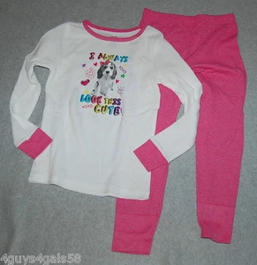 Girls Pajamas Set WHITE PINK Long Underwear BEAGLE DOG Always Cute SIZE S M L XL - Picture 1 of 2