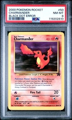 2000 Team Rocket Charmander Black Dot Error #50 Non-Holo PSA 8 - Image 1 of 2