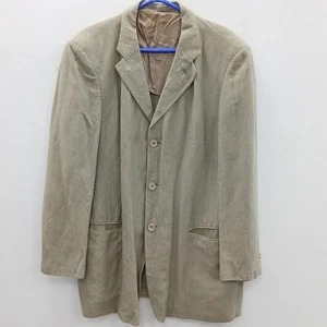 Armani Collezioni Blazer Jacket Mens UK 42 IT 52R Beige Linen Designer RMF15-RP - Picture 1 of 6