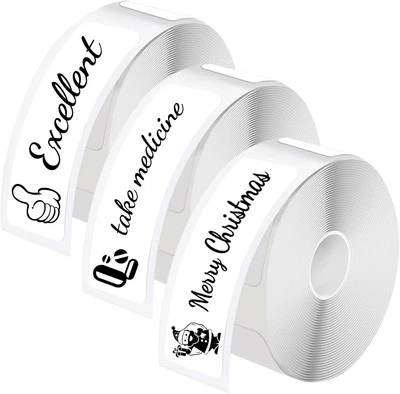 LITIMKAT 3 Rollen selbstklebende, wasserdichte Thermoetiketten 12x40mm – Büro, Haushalt