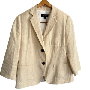 Talbots Linen Blazer 6 Cream White Jacket Academia Office Career - Picture 1 of 6