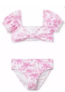 Janie and Jack Girls 2 Piece Puff Sleeves Swimsuit J J May Summer Pink 8 NWT - Picture 1 of 6