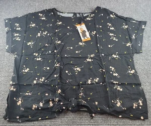 Buffalo David Bitton Women's Tie Front Top Shirt (Black Floral 2XL) NWT - Picture 1 of 8
