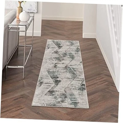  Tapete de área Home Thalia abstrato cinza/bege 2'2" x 8', fácil limpeza, não  - Imagem 1 de 4