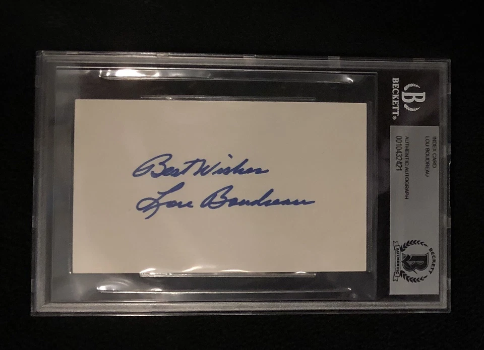 Lou Boudreau Signed Boston Red Sox 3x5 Index Card Beckett Authenticated - Image 1 of 1