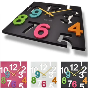 Colorful Modern Contemporary Wall Desk Clock with Hollowed-Out Numbers 3 Colors - Picture 1 of 33