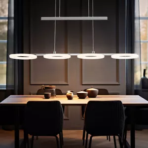 LED Appesa Luce 28 Watt Pendolo Coprire Lampada Altezza Regolabile 4 Punti Sala - Foto 1 di 5