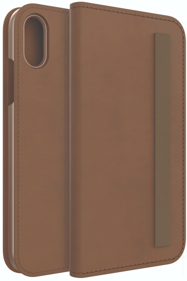 Folio de cuero marrón Blackweb con cierre elástico y almacenamiento para iPhone Xs Max Foto 1 de 1