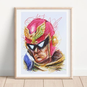 Estampado con bolígrafo Captain Falcon, póster artístico F-Zero - Imagen 1 de 3