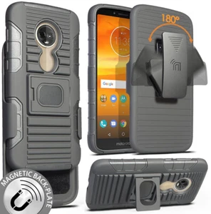 Noir Magnétique Prise Étui Coque Ceinture de pour Motorola Moto E5 Play / Cruise - Photo 1 sur 10