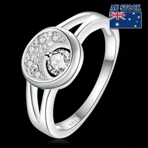 Unique Design 925 Silver Filled Engagement Wedding Ring Inlay Zircon Size 8 - Picture 1 of 6
