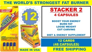 12 STACKER two WORLD'S STRONGEST FAT BURNER DIET 3 TIME ENERGY 4x12=48 Capsules - Picture 1 of 1