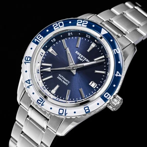 Seestern GMT S456.BE Sapphire Crystal Mechanical Mens NH34 Watch SEAGULL 1963 - Picture 1 of 18