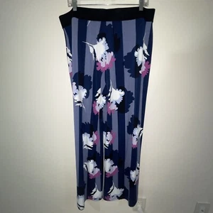 Alfani Women’s Casual Wide Leg Pants Floral Striped Purple Navy White XL - Picture 1 of 5