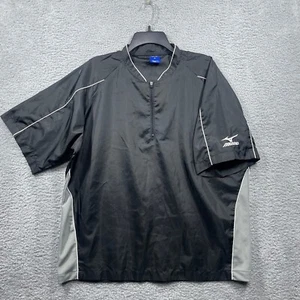 Mizuno Baseball Shirt Men's Medium Black Logo Batting Cage Warm Up Athletic - Picture 1 of 9