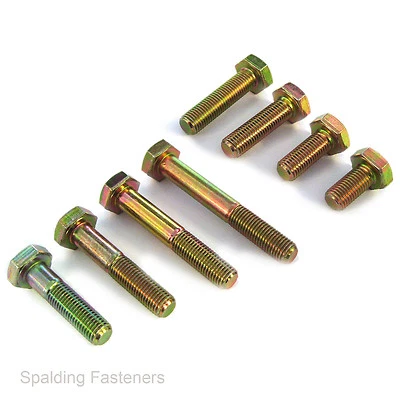 SPALDING FASTENERS M12 x 1.25 Metric Extra Fine 8.8 High Tensile Yellow Zinc Hex Head Bolt & Sets