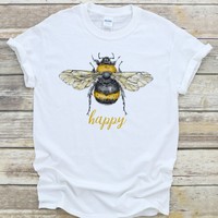 Bee Happy T Shirt Be Happy Honey Bee Summer Unisex Gift - Premium Quality Cotton