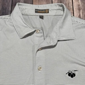 Peter Millar Golf Sommer Comfort Poloshirt Large weiß schwarz gestreift Stretch - Bild 1 von 9