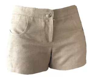 CHANEL 2007 Beige weaving Silk Shorts Sz.M (40) CC Golden logo button - Picture 1 of 10