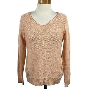 CHICO'S Women's Peach Sparkled V-Neck Long Sleeve Sweater Size 1 US Size  (M/8) - Picture 1 of 21