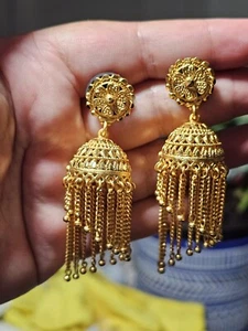 22k Dubai Gold plated Nepali Indian Pakistani Bollywood Earrings 1 gram gold - Picture 1 of 6