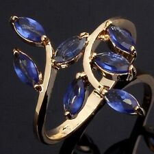 Trendy Womens Nobby Size 6-10 Blue Sapphire 18K Gold Filled Anniversary Rings