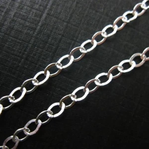925 Sterling Silver Chain-Unfinished Bulk Chain- Flat Cable Chain -3.5 by 3mm - Picture 1 of 5