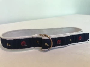 Vintage Ralph Lauren RUGBY HELMET Embroidered Fabric D-Ring Baby Boy Belt 12 Mos - Picture 1 of 4