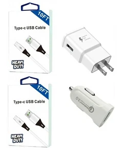 Fast Adaptive Wall Car USB-C 10 Feet for Moto G Stylus/Power/G Play/G 5G 2023/24 - Picture 1 of 20