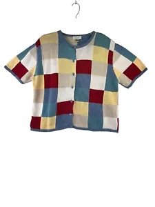 Blusa Suéter Christopher & Banks Mujer Talla L Multicolor Cuadros Manga Corta - Imagen 1 de 16