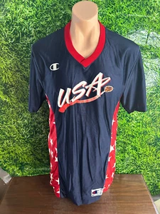 1996 USA Men's Basketball Short Sleeve Shooting Shirt Champion Navy Size Medium - Picture 1 of 5