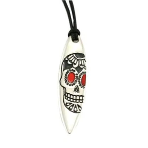 Silber Anhänger Surfboard Halskette mit Totenkopf Schmuck Silver Surf Skull - Bild 1 von 7