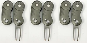 3 GRAY Magnetic GOLF SWITCHBLADE DIVOT REPAIR TOOL BULK LOT - Picture 1 of 1