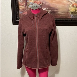 Suéter largo forrado de lana Kuhl Ascendyr para mujer chaqueta con capucha ladrillo rojo mediano - Imagen 1 de 15