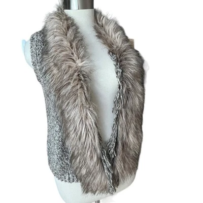 Chaleco Suéter Chico's Mujer Mediano (Chicos Talla 1) Piel Sintética Frente Abierto Marrón Foto 1 de 4