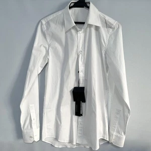 New GIANNI VERSACE White Shirt Slim M Size 37 Plain Men's From Japan y7893 - Picture 1 of 8