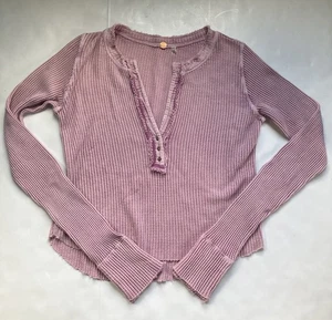 Camiseta Free People Intimately Manga Larga Talla Grande Rosa Waffle Talla S Usada en Excelente Condición - Imagen 1 de 7