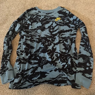 Nike Long Sleeve Tshirt Cotton Boys Medium Blue Camo - Image 1 of 4