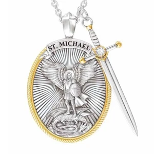 Collier avec colgante de San Miguel, amuleto de medalla católica Arcángel - Photo 1/9