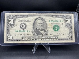 1990 $50 Federal Reserve Note B85887811A 💵 Vintage Ulysses S. Grant Bill - Picture 1 of 2