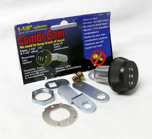 Combi Combination 1 1/8" inch Cam Lock Keyless Cabinet RV 3 Dial Black New