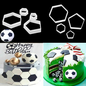 4Pc Football Cookie Cutter Mould Sugar Icing Cake Fondant Mold Sugarcraft Topper