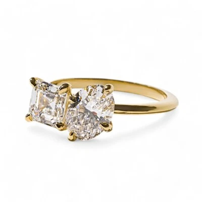 Wedding Toi Et Moi Diamond Ring 2.30 Ct IGI Lab Grown Oval Cut 18k Yellow Gold - Image 1 of 4