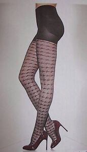 Women's Silkies Dark Brown Houndstooth Shaping Tights - Size M - New in Package